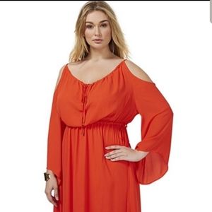Lane Bryant Orange Cold-Shoulder Maxi Dress